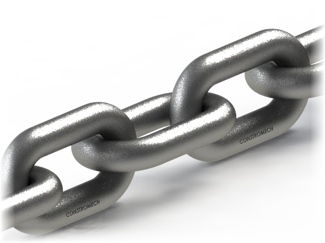 Case-hardened round link chain