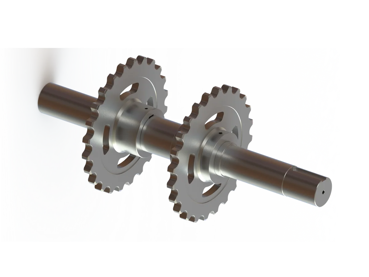 Round link chain sprockets on drive shaft