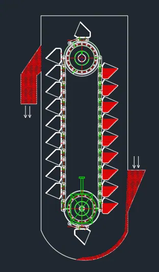 Bucket elevator 2D layout