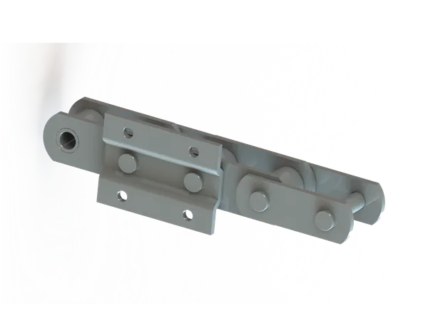 Heavy chain with attachment plate and rollers