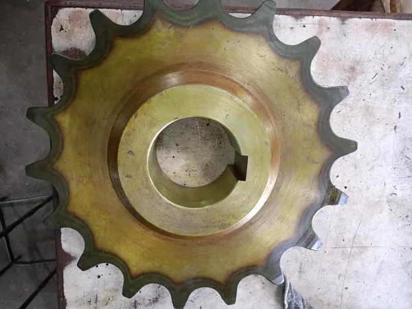 Machined chain sprocket in the CMECH workshop