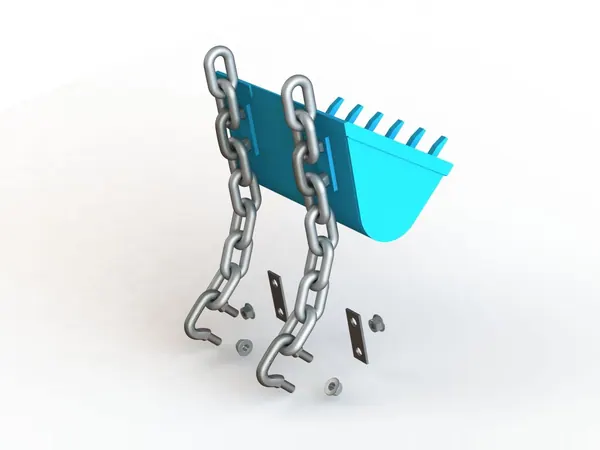Round link chain bucket elevator assembly — chains, shackles and bucket