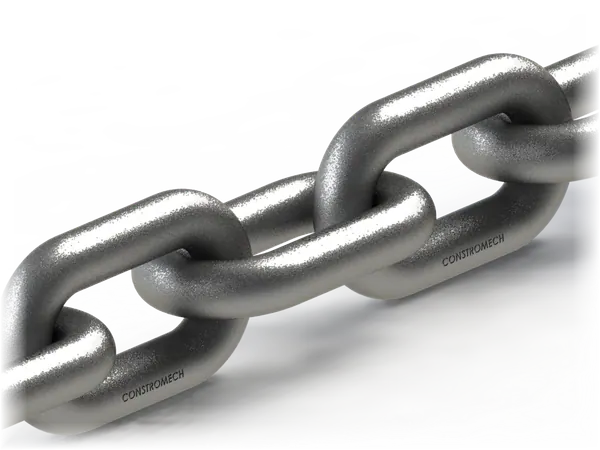Case-hardened round link chain