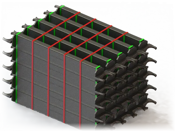 Scraper bars stacked for dispatch