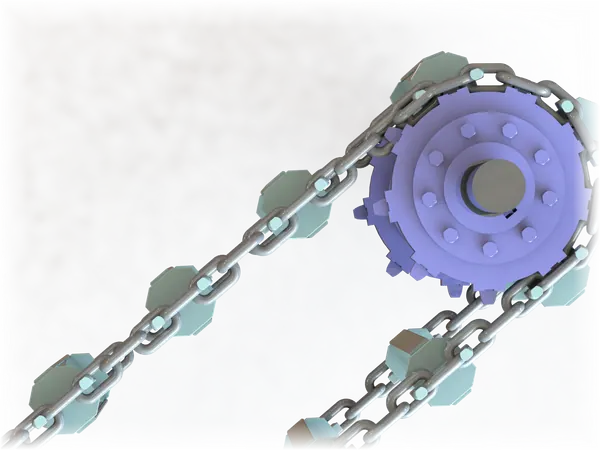 Tripartite sprocket driving a round link chain