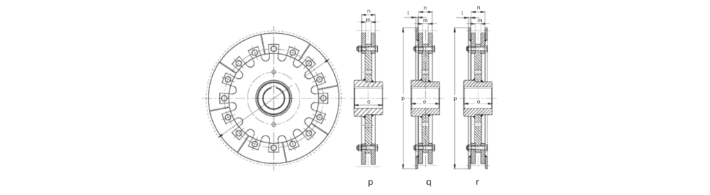 toothless chain wheels with modular steel segments, CMECH Type COA series